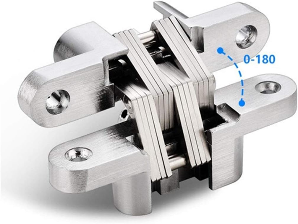 Kitchen Cabinet Hinges,Stainless Steel Hinge ，2pcs Hinges 304 Stainless Steel Concealed Hinge Invisible Inlay Folding Door Hinge Kitchen Furniture Hardware(28X117MM)