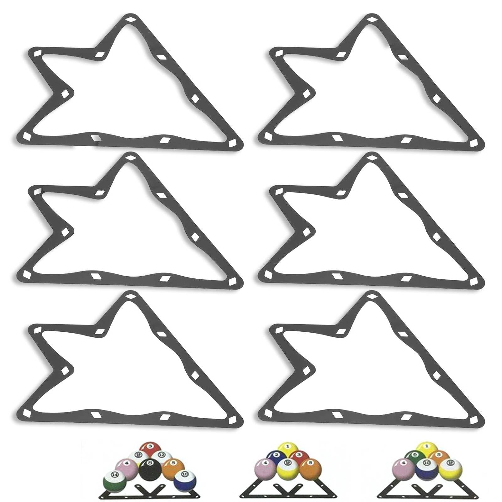 HERCHR Billiard Ball Rack, 6-Piece Triangular Pool Ball Rack Magic Sheet Support