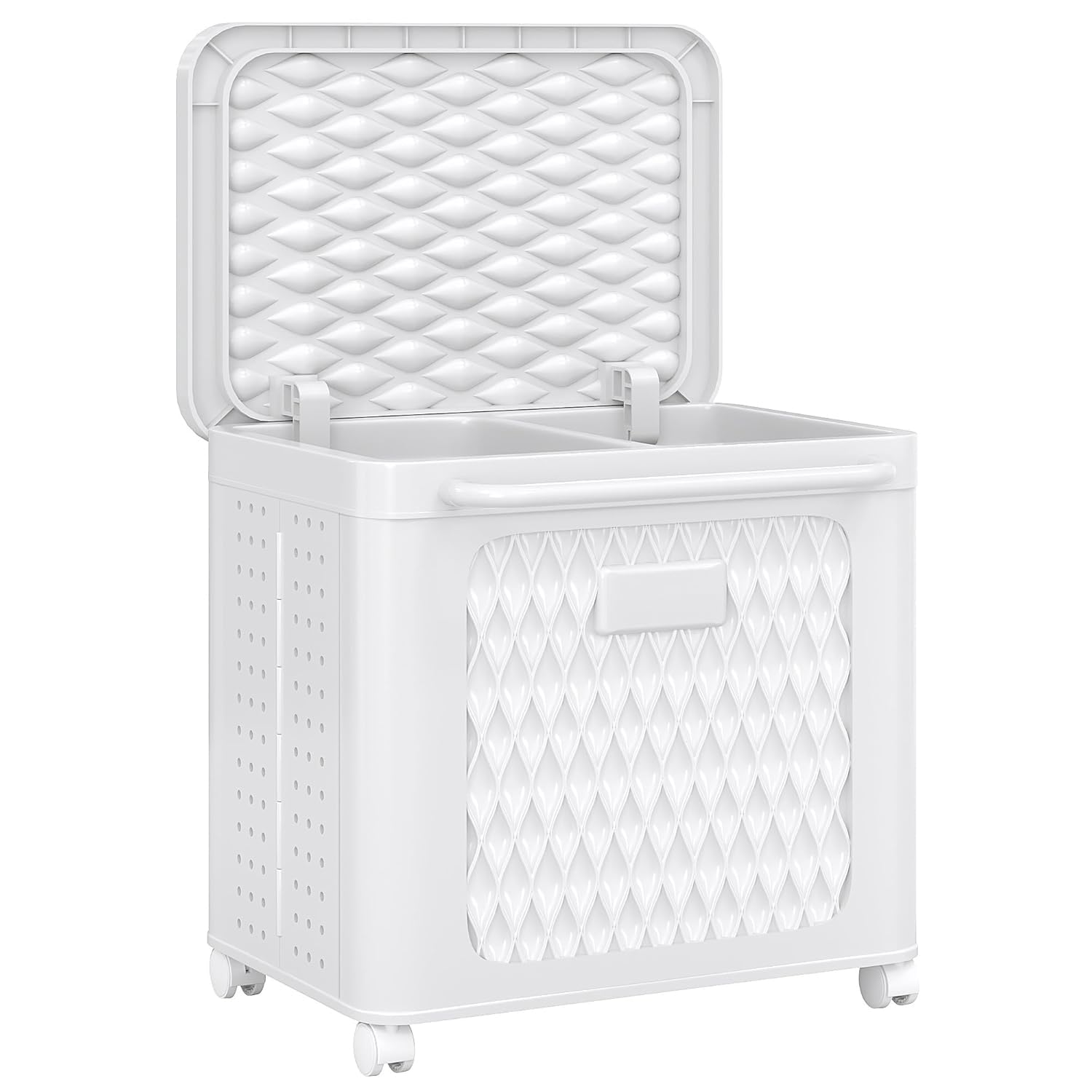 WESAPPINC 55L Collapsible Large Laundry Hamper, Plastic Laundry Basket with Wheels,Suitable for Bathroom, Bedroom, Dorm Room & Laundry Room,Basket