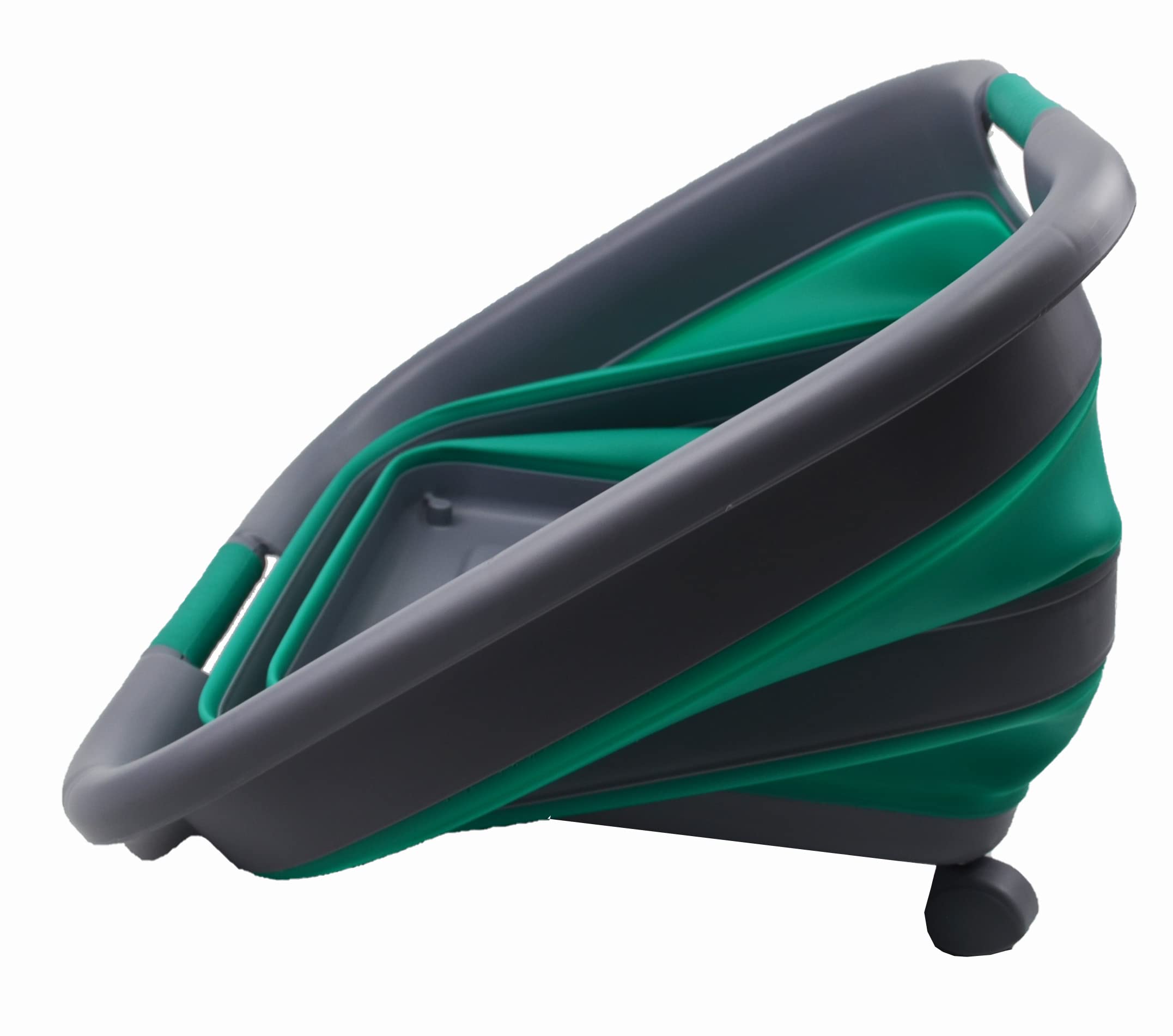 SAMMART Faltbarer Wäschekorb aus Kunststoff mit Rädern, 39 l, zusammenklappbar, mit Rollen, tragbare Waschwanne, platzsparender Korb (1, Dark Grey/Bluish-Green)