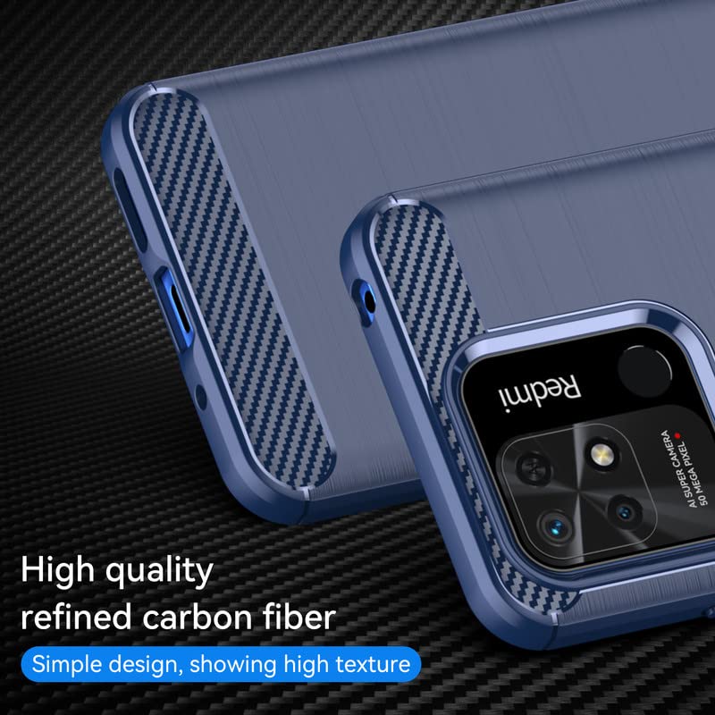 Image of Hybrid Carbon Fiber Back Case for Redmi 10 Power / 10C / Redmi 10 4G (Blue)