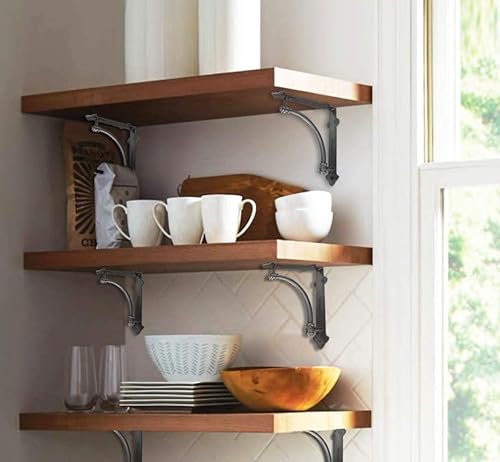 Miniatura 9 de NACH Soportes decorativos para estantes, paquete de 2 soportes de estante de hierro fundido de metal antiguo de 9.6 x 1.7 x 9.6 pulgadas, soportes