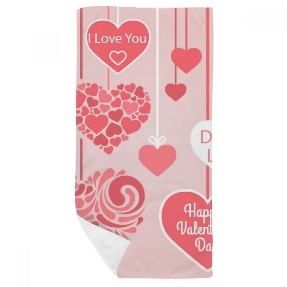 Serviette de douche coeurs multicolores cadeau de Saint-Valentin 35x70cm