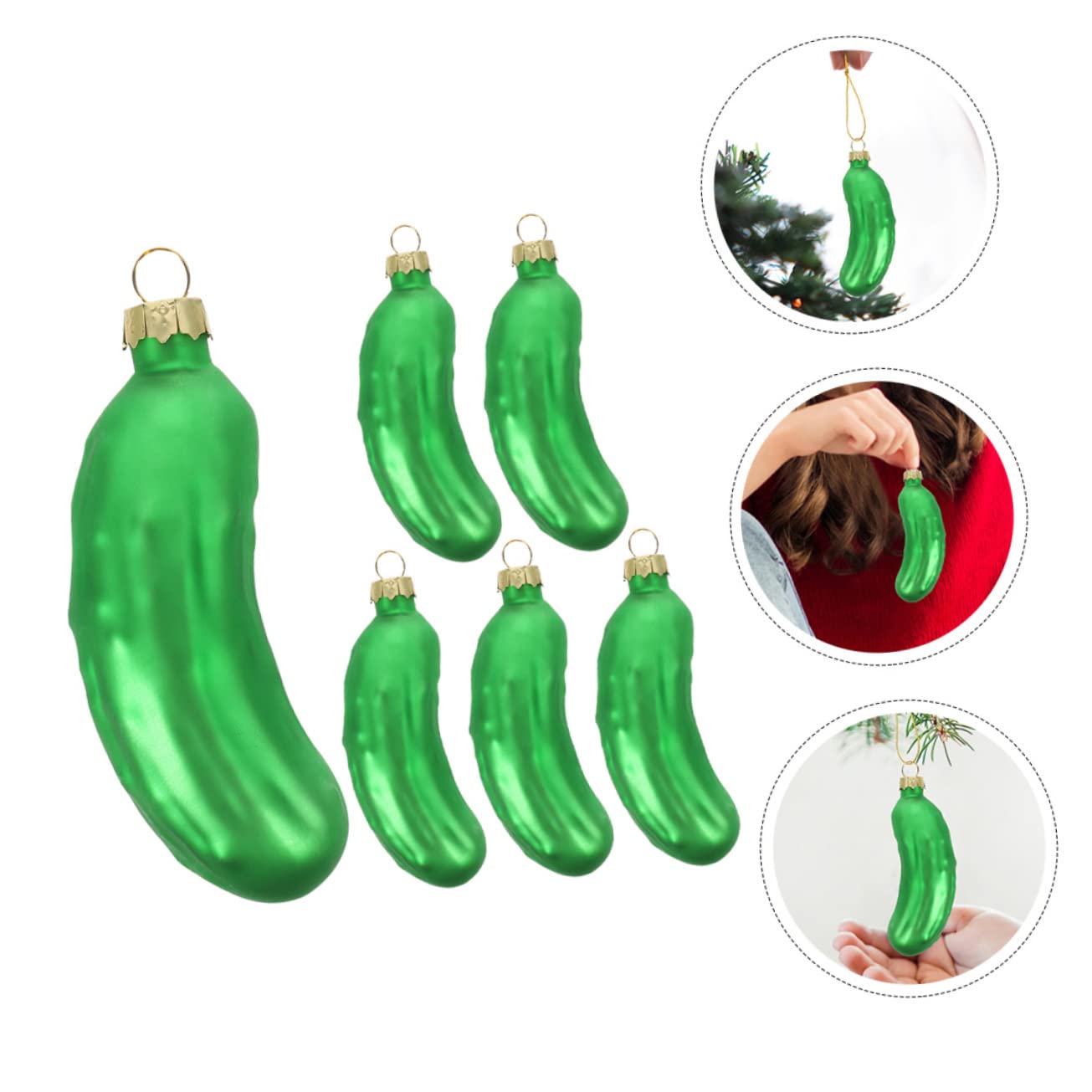 Zerodeko 18pezzi Pendenti Di Cetriolo Decorazione Realistica Per Albero Di Natale e Portachiavi Accessorio Festivo Per Decorare Casa e Tavolo