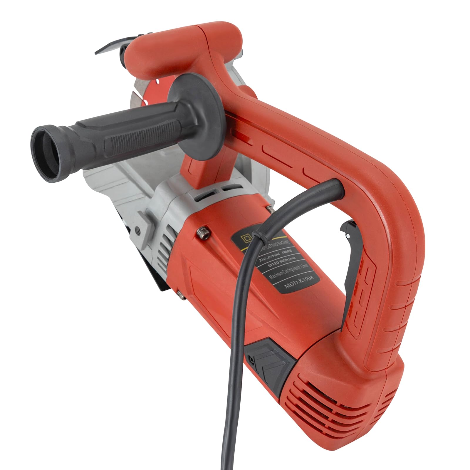 Sierra eléctrica para hormigón, 4800 W, 5000 rpm, hoja de diamante de 190 mm, profundidad de corte de 71 mm, refrigeración por agua, bajo polvo, para pared de hormigón y ladrillo
