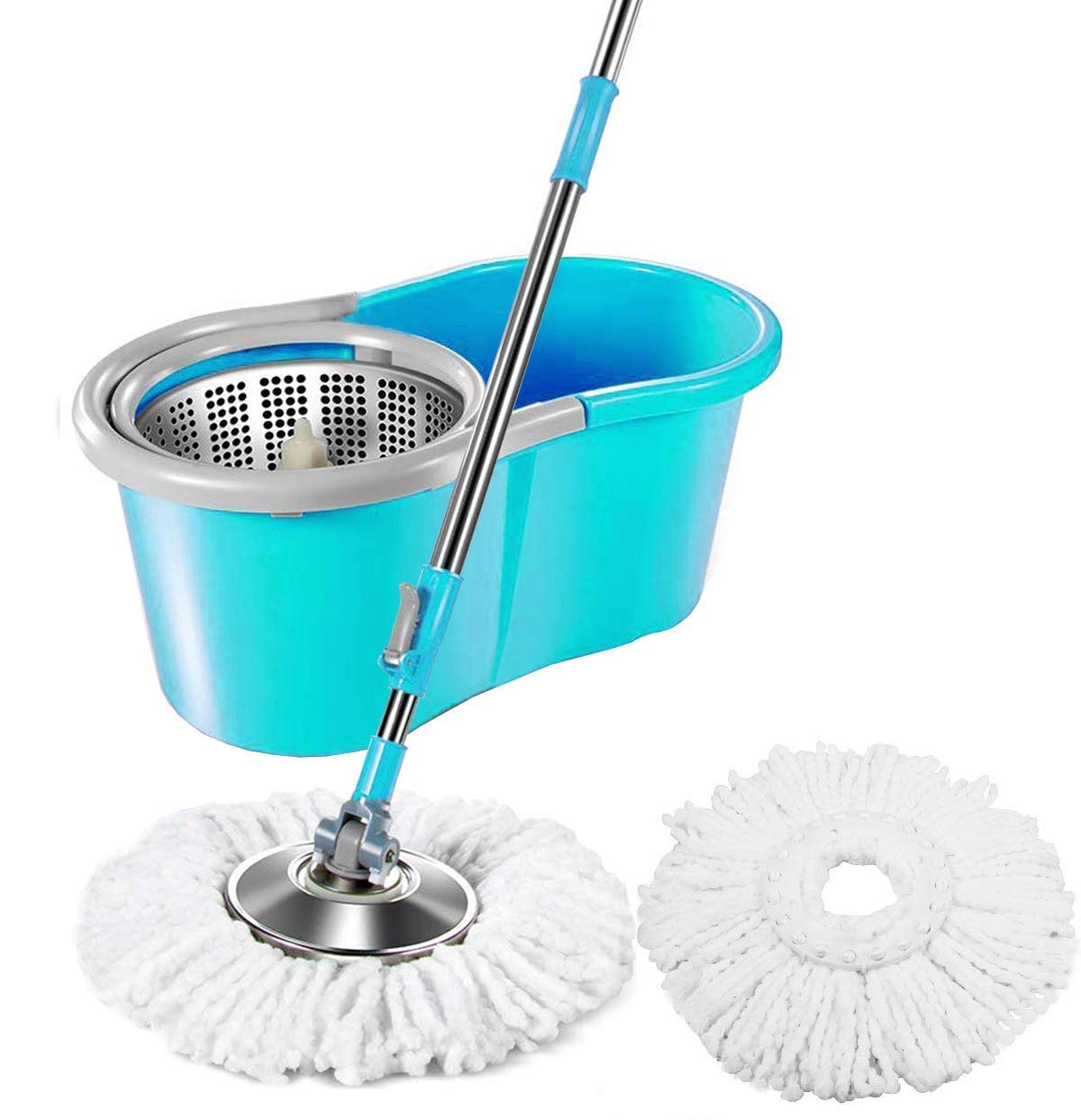 Microfiber Spin Mop with Easy Wheels and Bucket for Magic 360 Degree Cleaning with Stainless Steel Wringer, 2 Refills (B08R5MKWKY) Amazon Price History, Amazon Price Tracker