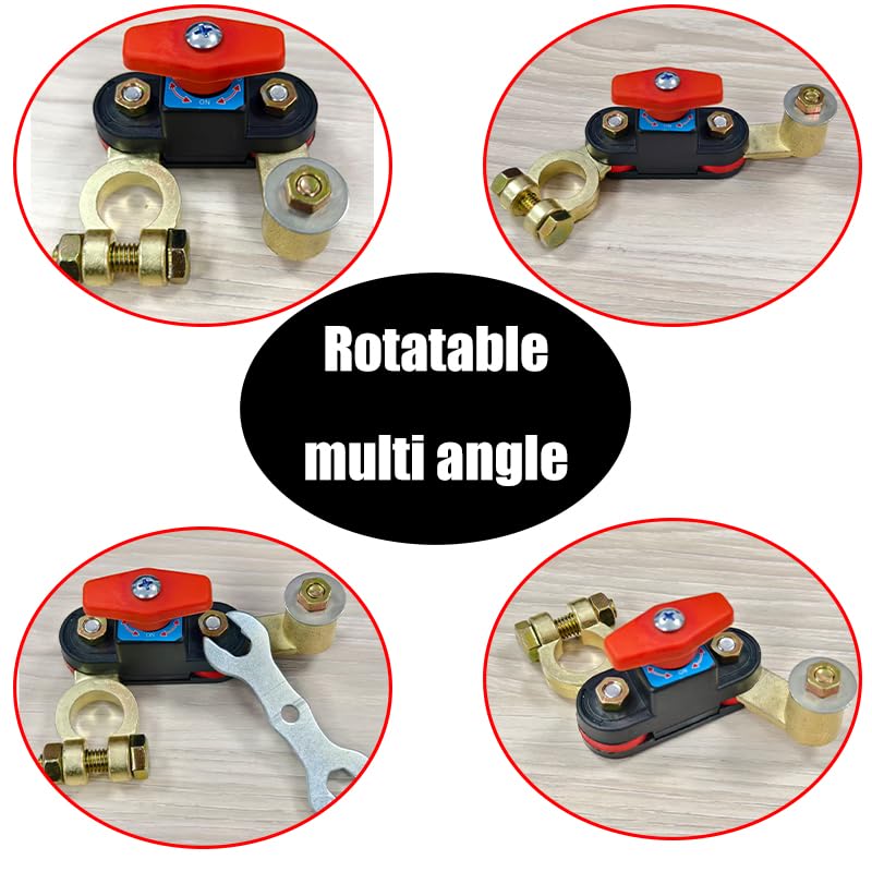 12V/24V Car Battery Power Off Switch, Brass Battery Isolator Cut Off Switch, for Car, RV, Truck, Boat, Prevent Battery Drained (1 Pack)