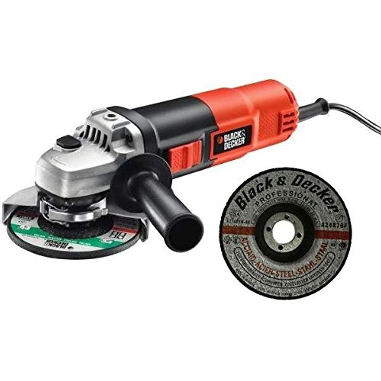 Black & Decker 115mm 820W Small Angle Grinder Kg8215-B5 With 3 Metal Grinding Disk A17901N-Ae, Orange/Black - Kg8215Mea4-B5