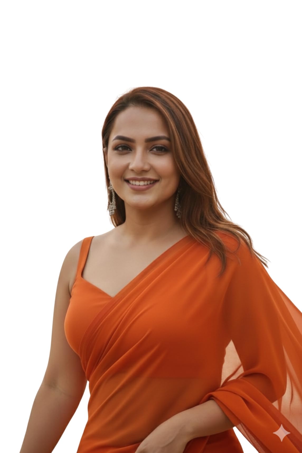 Women's Plain Pure Georgette Saree With Unstitched Blouse Piece. Lightweight Plain Saree For Party, Wedding-image-46