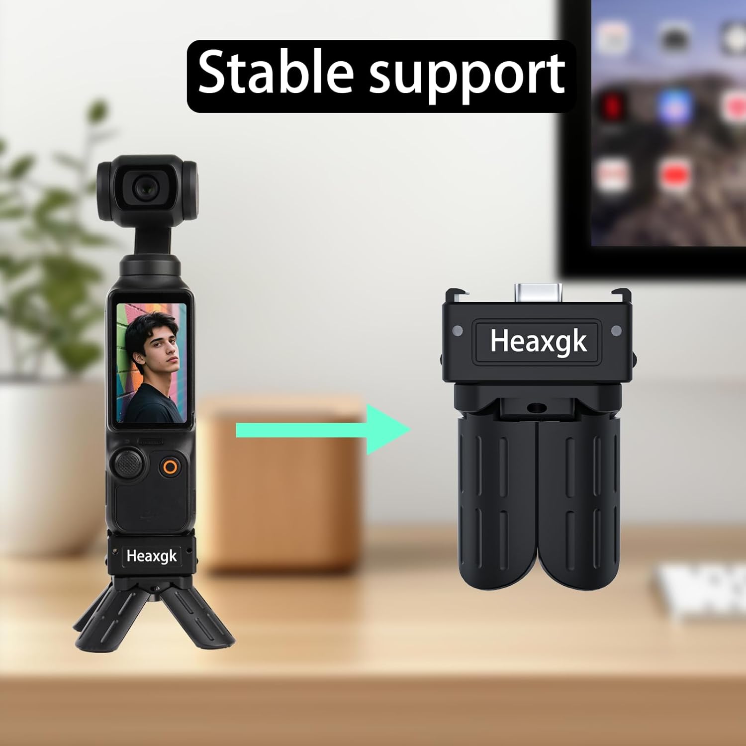 Quick Release Mini Tripod Kit for DJI Osmo Pocket 3, Type-C Full-Function Port Charging Adapter Base for Pocket 3 Accessories with 1/4 Screw Hole for Tripods