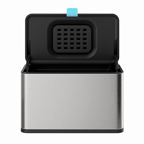 Miniatura 7 de Basurero colgante de acero inoxidable con tapa y cubo interior, contenedor de abono de cocina de 1 galón para encimera, debajo del fregadero o