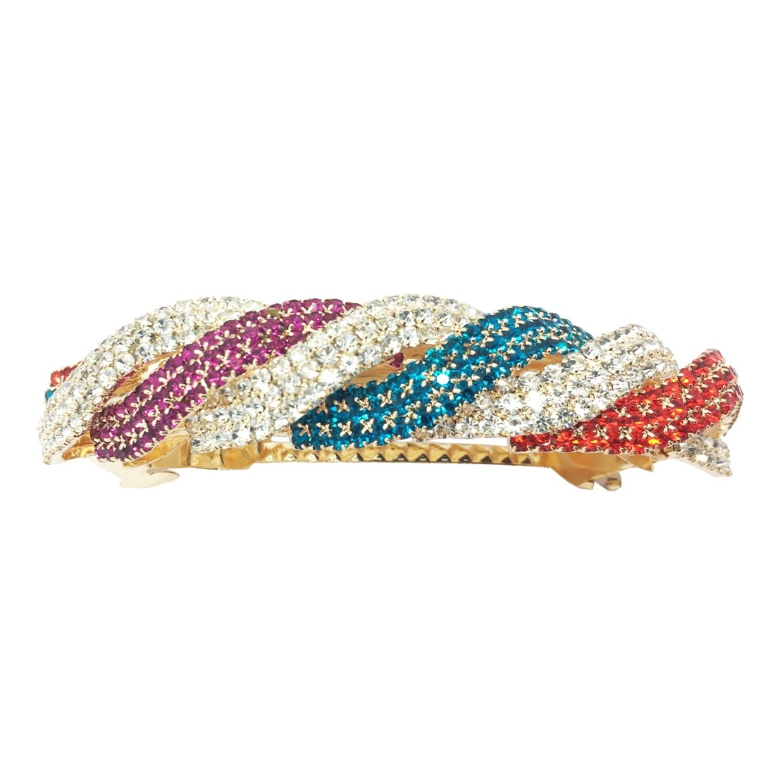 Accessher Gold Plated Sparkling Multicolour Rhinestones Studded Statement Hair Barrette Buckle Clip/Hair Clip/Studded Hair Pin for Women and Girls Pack of 1