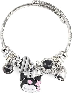 YouLuo Cute Charm Bracelet, Adjustable Stainless Steel Bracelet, Anime Cartoon Accessories Bracelets for Ladies Women Teen...