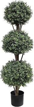 momoplant 47 inch-4Ft Artificial Boxwood Topiary Ball Tree Spiral Topiaries Greenery Indoor/Outdoor Plants 46inch-1
