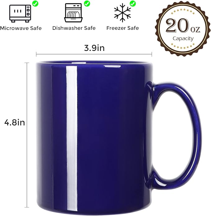 Taza de café cerámica extra grande 20 oz azul miniatura 3