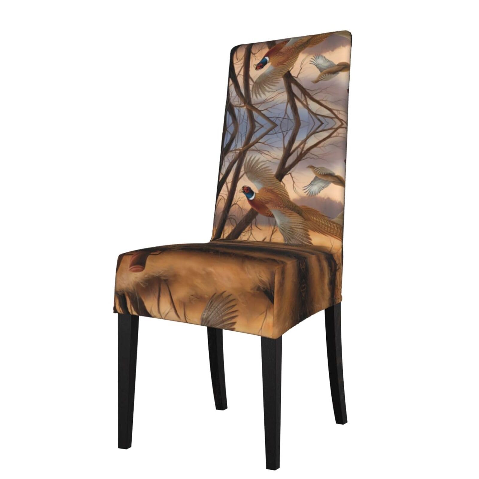 Yyhwhjde Black Pheasant Hunting Prints Dining Chair Throw Covers - Stretchable Spandex Slipcovers For Chair Protection & Refreshing Your Dining Room