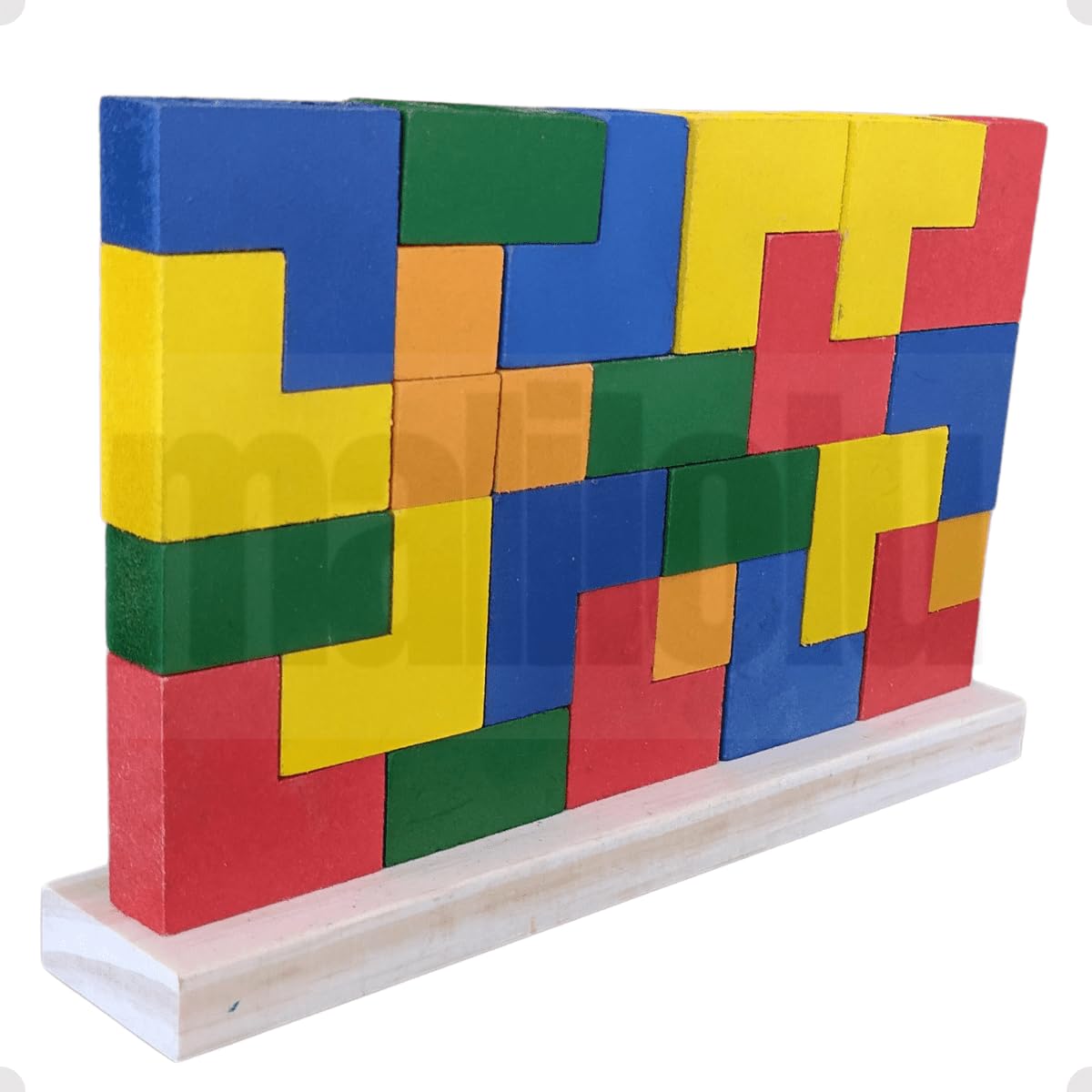 Blocos De Encaixe Vertical 25 Peças Tetris em Madeira Brinquedo