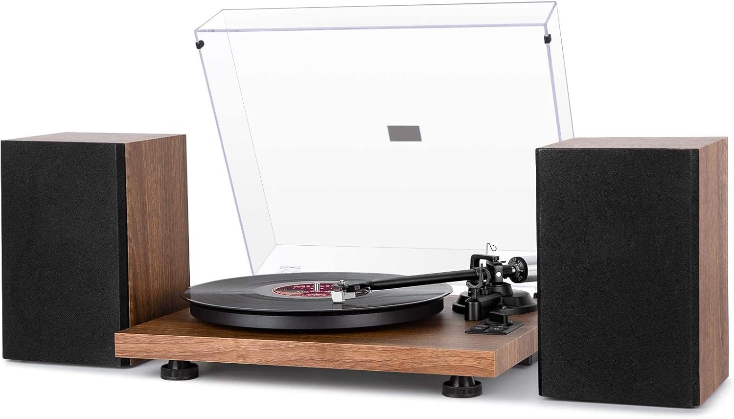 1 BY ONE Tourne-Disque Vinyl Bluetooth​ Premium avec Cartouche Magnétique, Enceintes 36 Watts à Excellent Rapport Qualité-Prix