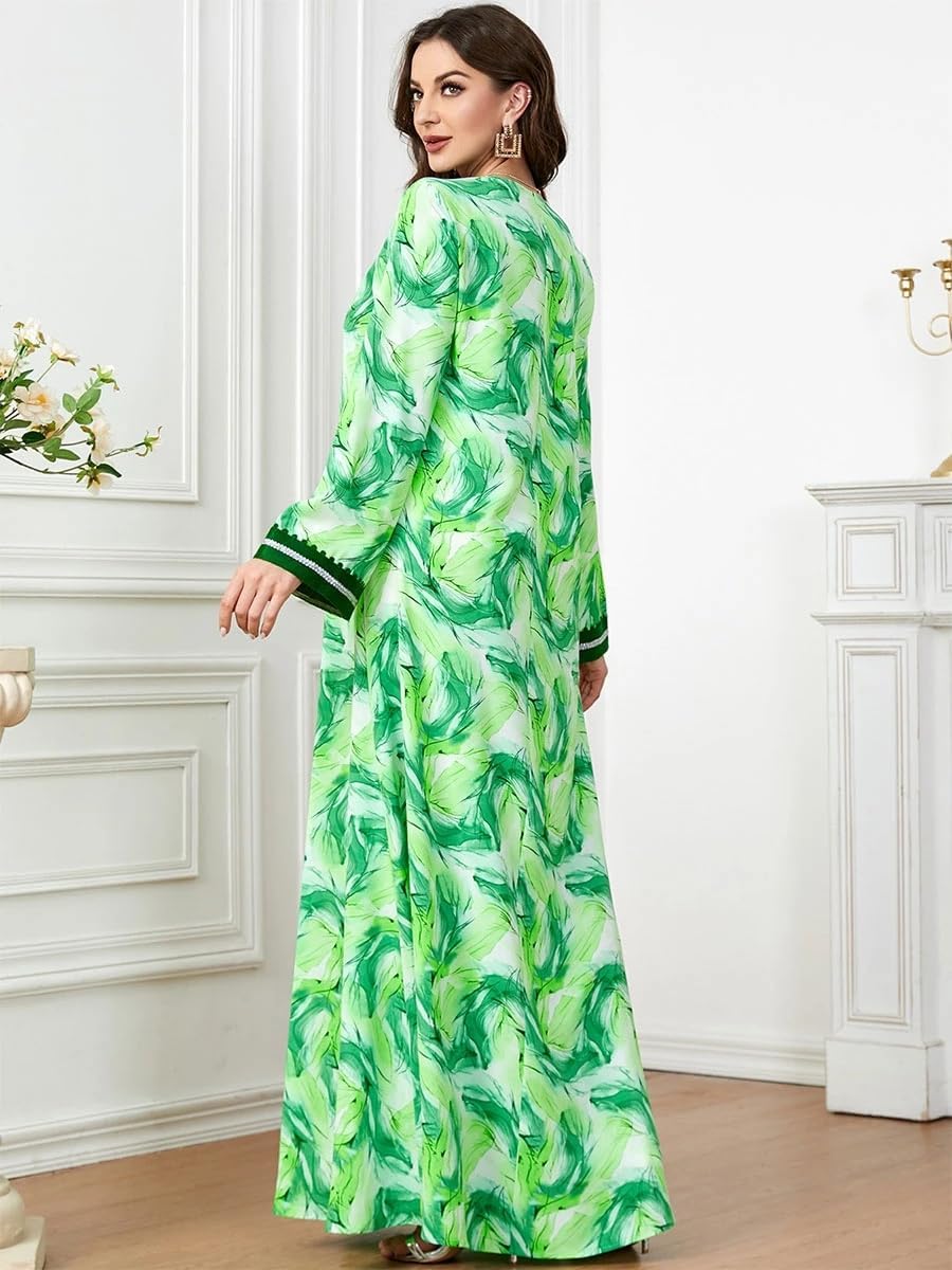 LIXINGHEITANG Abaya for Woman V-Neck A-Line Party Dresses Dubai Moroccan Elegant Robe