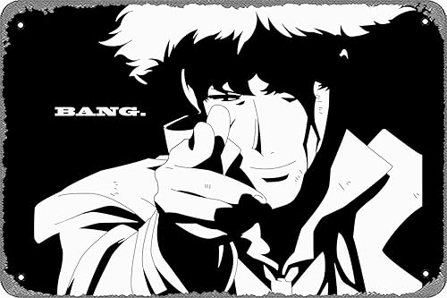 Póster de vaquero Bebop Bang Pintura de Hierro Póster de Metal Vintage Band Latón Letreros Retro Garaje Placa Decorativa Sala de estar Jardín