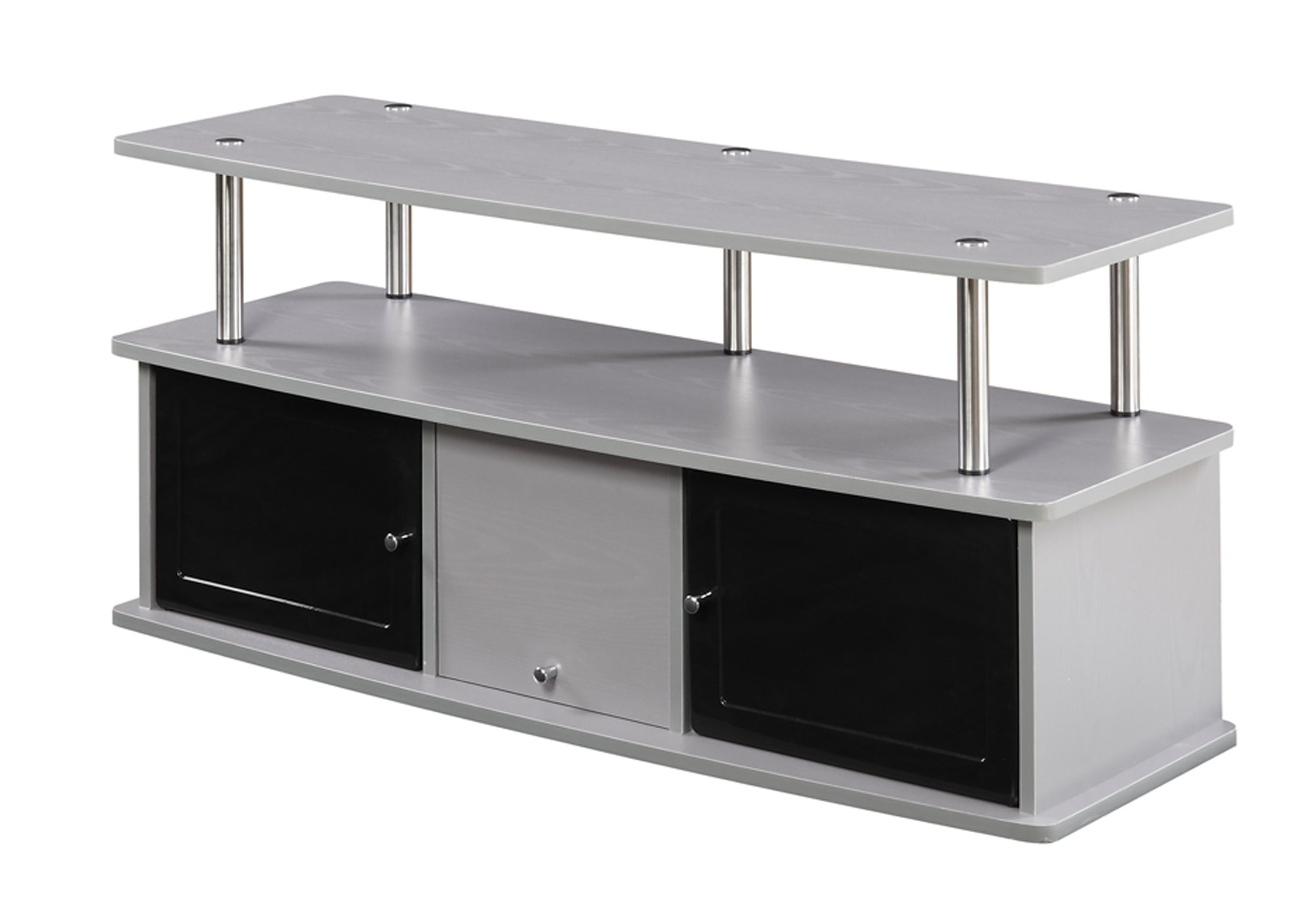 Convenience Concepts Designs2Go 50 inch TV Stand with 3 Storage Cabinets and Shelf, Gray
