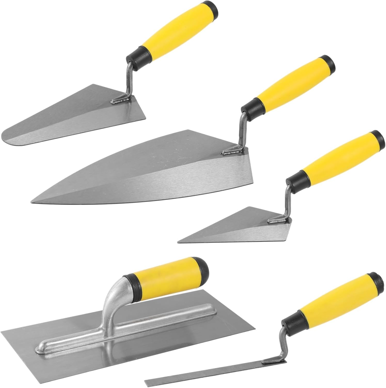 OMISTAR 5PCS Masonry Tool Set - Brick Trowel, Pointing Trowel, Concrete Finishing Kit with Soft Grip Handles for Precision Bricklaying