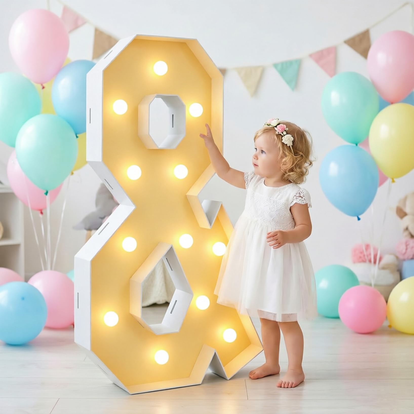 Large Marquee Light Up Symbol & Party Decor, LED Foam Board Mosaic Frame Light Sign Birthday Wedding Backdrop Graduation, 100cm-3.3ft