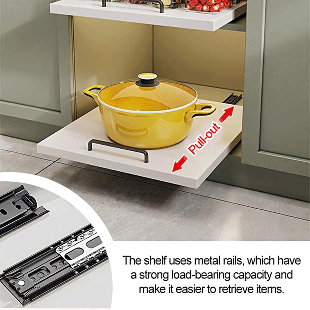 Organizzatore Estraibile Per Armadio – Organizzatore Per Armadio Da Cucina Con Maniglia, Cassetto Estraibile In Acciaio Al Carbonio Con Sistema A 2 Guide | Per Bagno E Armadio(50 x 35 cm)