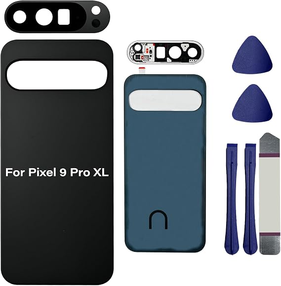 Pixel 9 Pro XL バックガラス Google Pixel 9 Pro XL 5G リアバックカバー ガラスハウジング ドア交換部品 カメラレンズ付き、テープ+ツールPixel 9/9 Pro用ではありません-オブシディアン