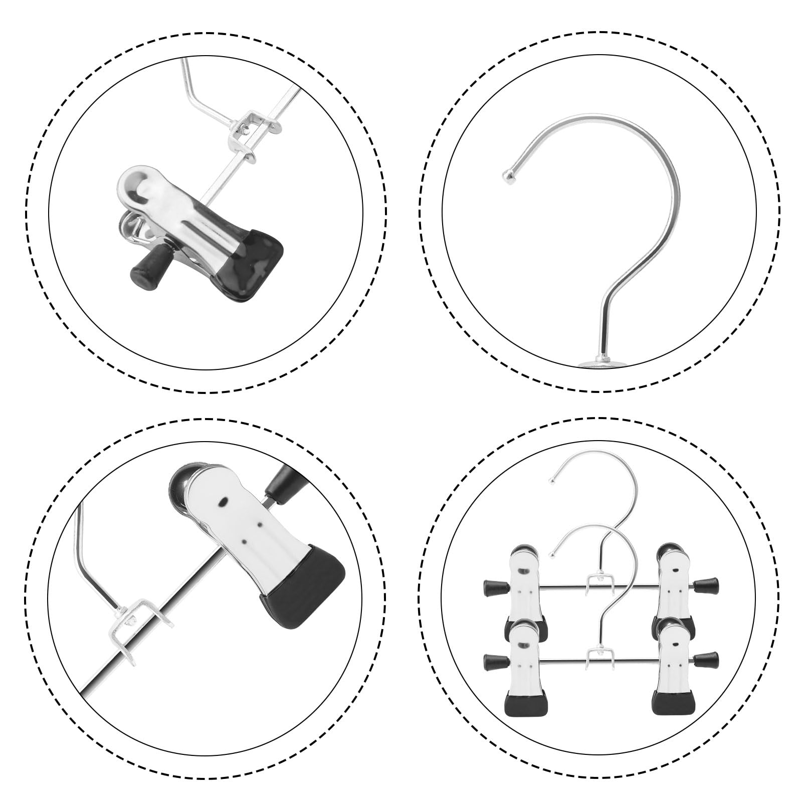 Norhogo Multifunctionele kledinghanger van metaal, dubbel verstelbare clips, laarshanger, antislip broekhanger (9 stuks