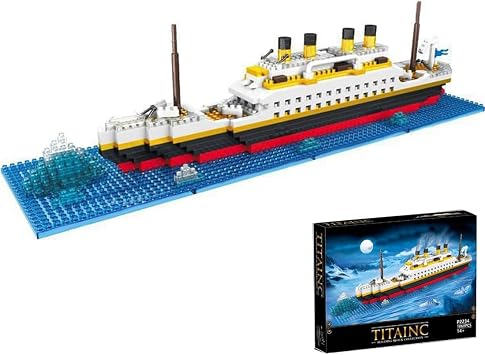 FULHOLPE Titanic Model Building Block Set, 1068Pcs Cruise Ship Titanic Boat Model Building Kit Compatible with Creator Expert 10294