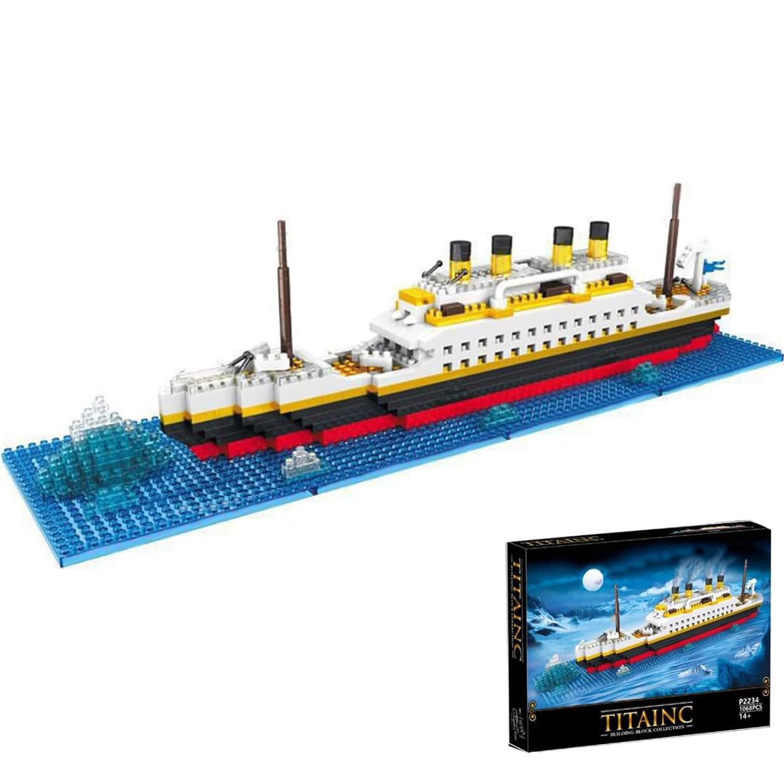FULHOLPE Titanic Model Building Block Set, 1068Pcs Cruise Ship Titanic Boat Model Building Kit Compatible with Creator Expert 10294