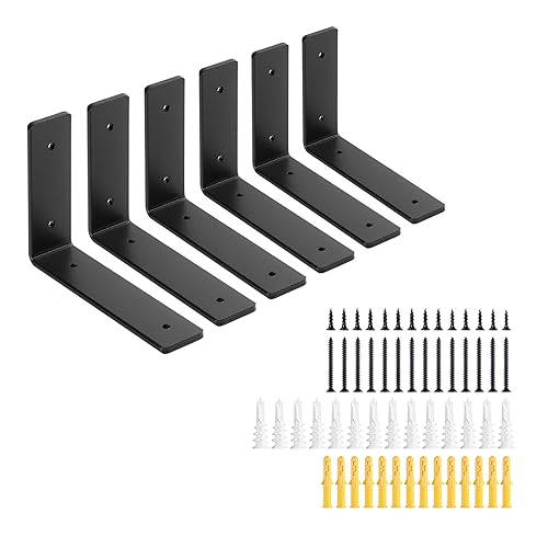 6 Inch Heavy Duty Floating Shelf Brackets 6 Pack, Extra