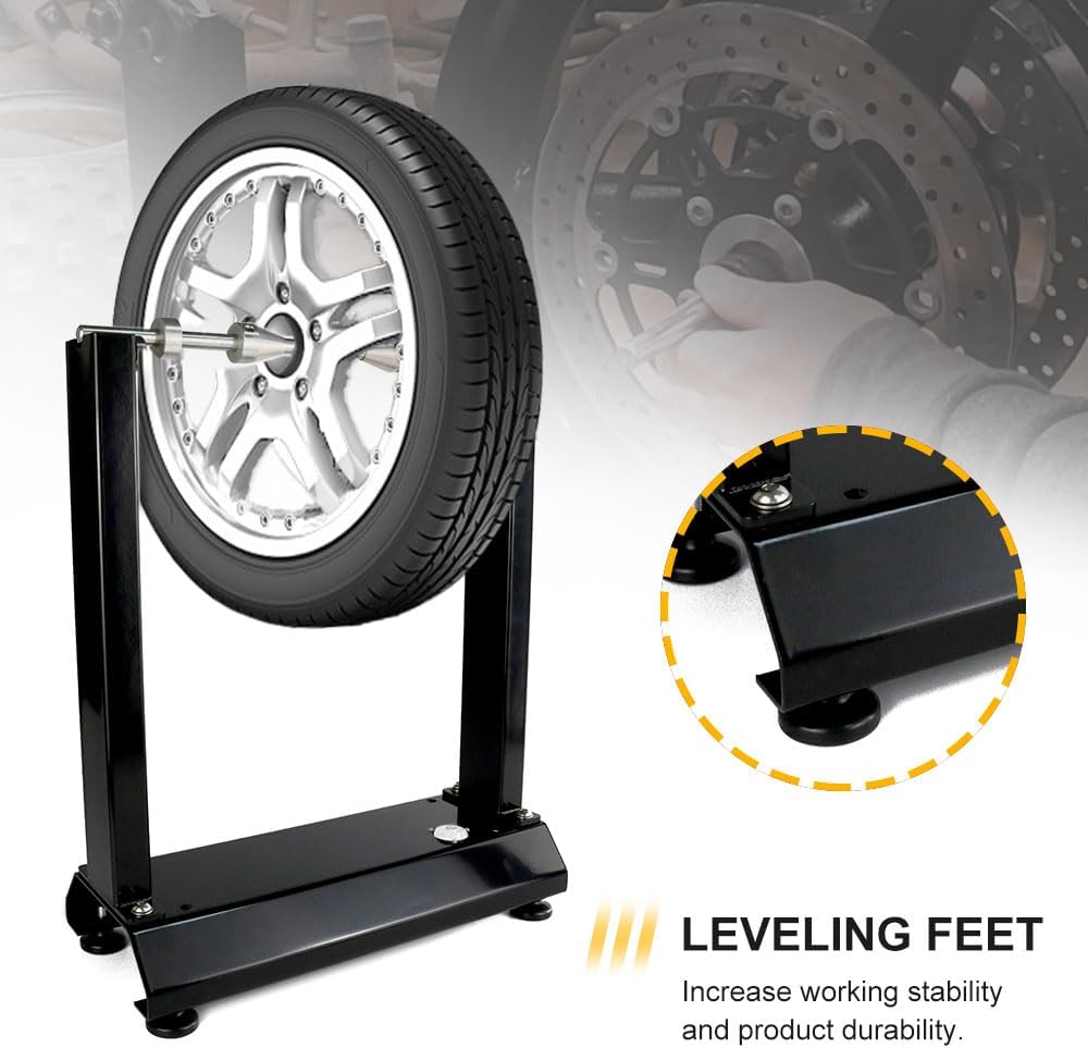 Xitomer Motorcycle Wheel Balancer Stand Tire Balancing Weights Street Truing Stand Wheel Truing Stand Bike Wheel Repair Heavy-Duty Single-Axle Wheel Balancing Tool for Static & Dynamic Tire Alignment