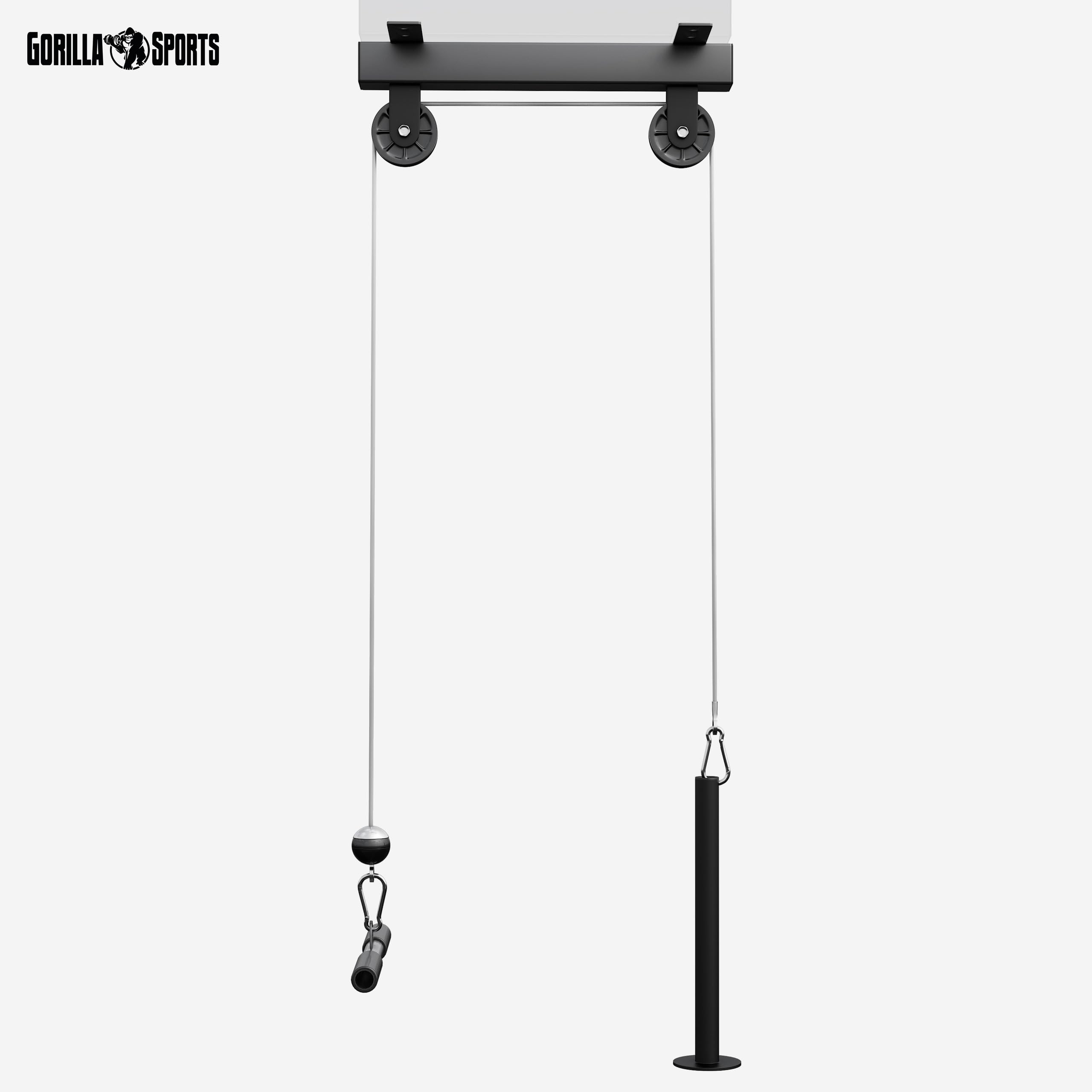 GORILLA SPORTS® Lat Pulldown - Barra da 35 cm, Montaggio a Soffitto, Max. 150kg, Ø 30/31 mm, con Cavo e Maniglia - Stazione Lat Machine, Bicipiti, Tricipiti, Puleggia da Palestra, Allenamento, Fitness