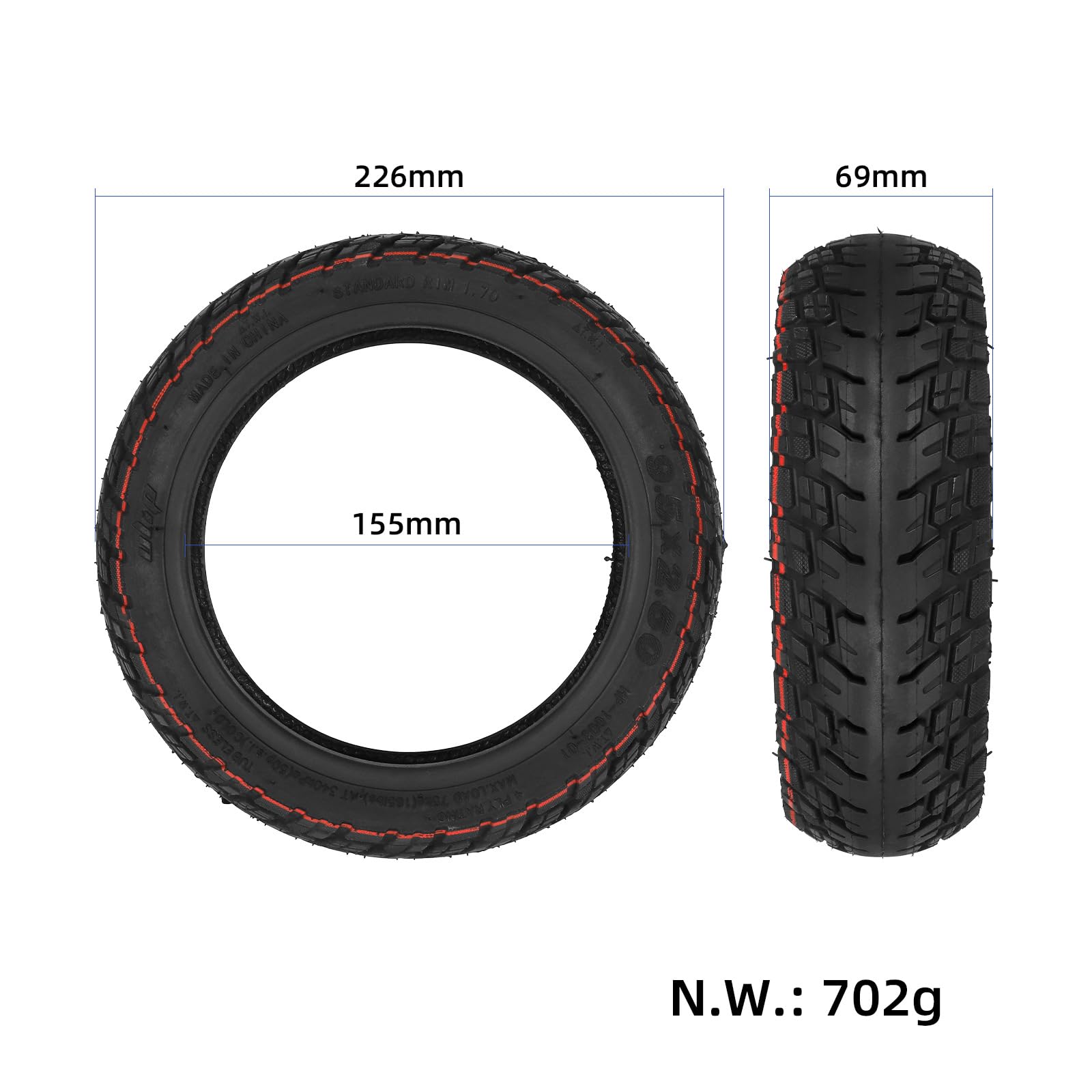 Prodrocam Pneumatico pieno da 9,5 pollici per NIU KQi 3, 9,5 x 2,5 – 6,1 pneumatici solidi per NIU KQi3 Sport/Pro/Max scooter elettrico anteriore o posteriore, pneumatici a nido d'ape (nero, 1 Prodrocam Pneumatico pieno da 9,5 pollici per NIU KQi 3, 9,5 x 2,5 – 6,1 pneumatici solidi per NIU KQi3 Sport/Pro/Max scooter elettrico anteriore o posteriore, pneumatici a nido d'ape (nero, 1