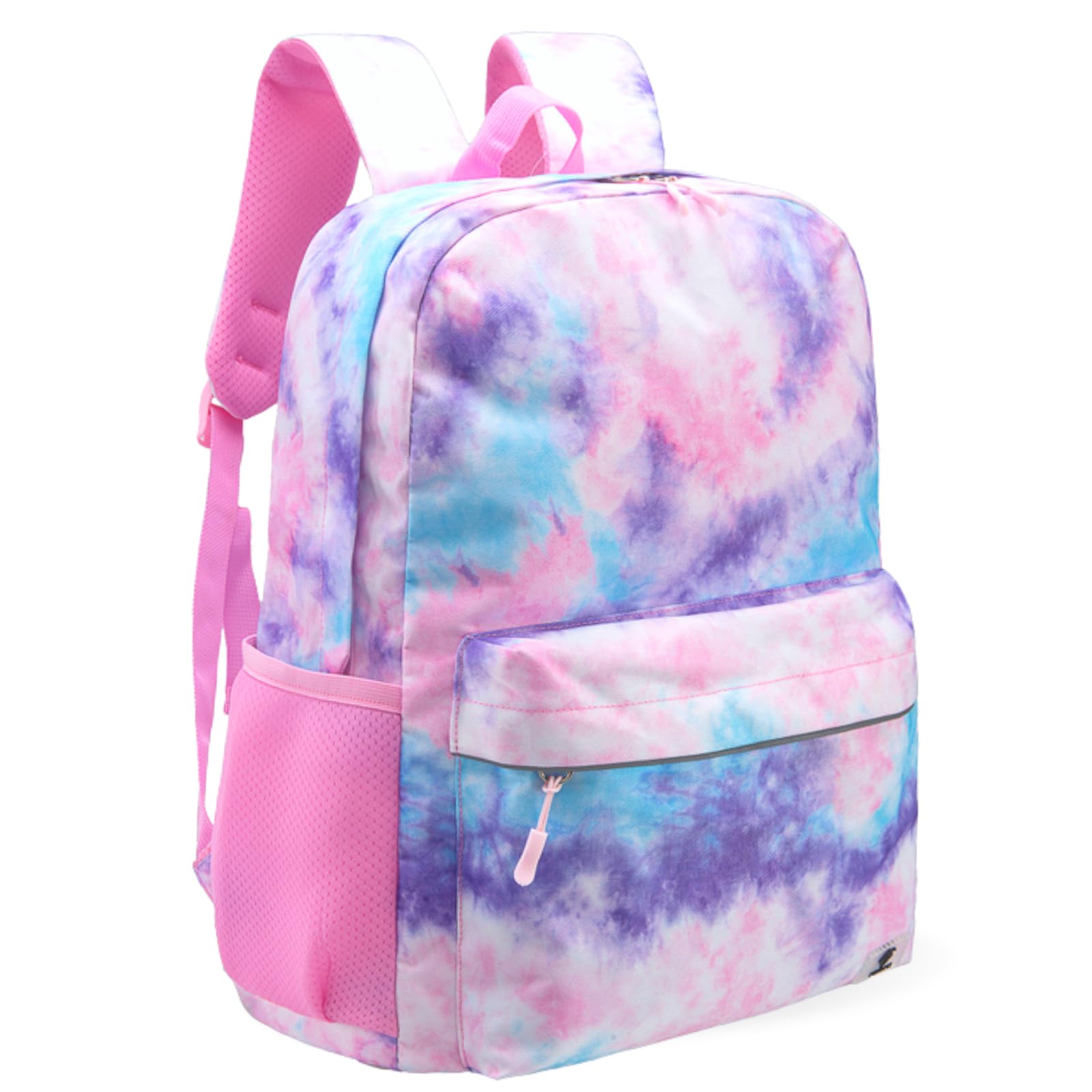 Fenrici Girls' Backpack for Kids, Tie Dye Backpack for Girls, Kids' Bookbags with Padded Laptop Compartment, Pink Backpack, Tie Dye, 17 Inch
