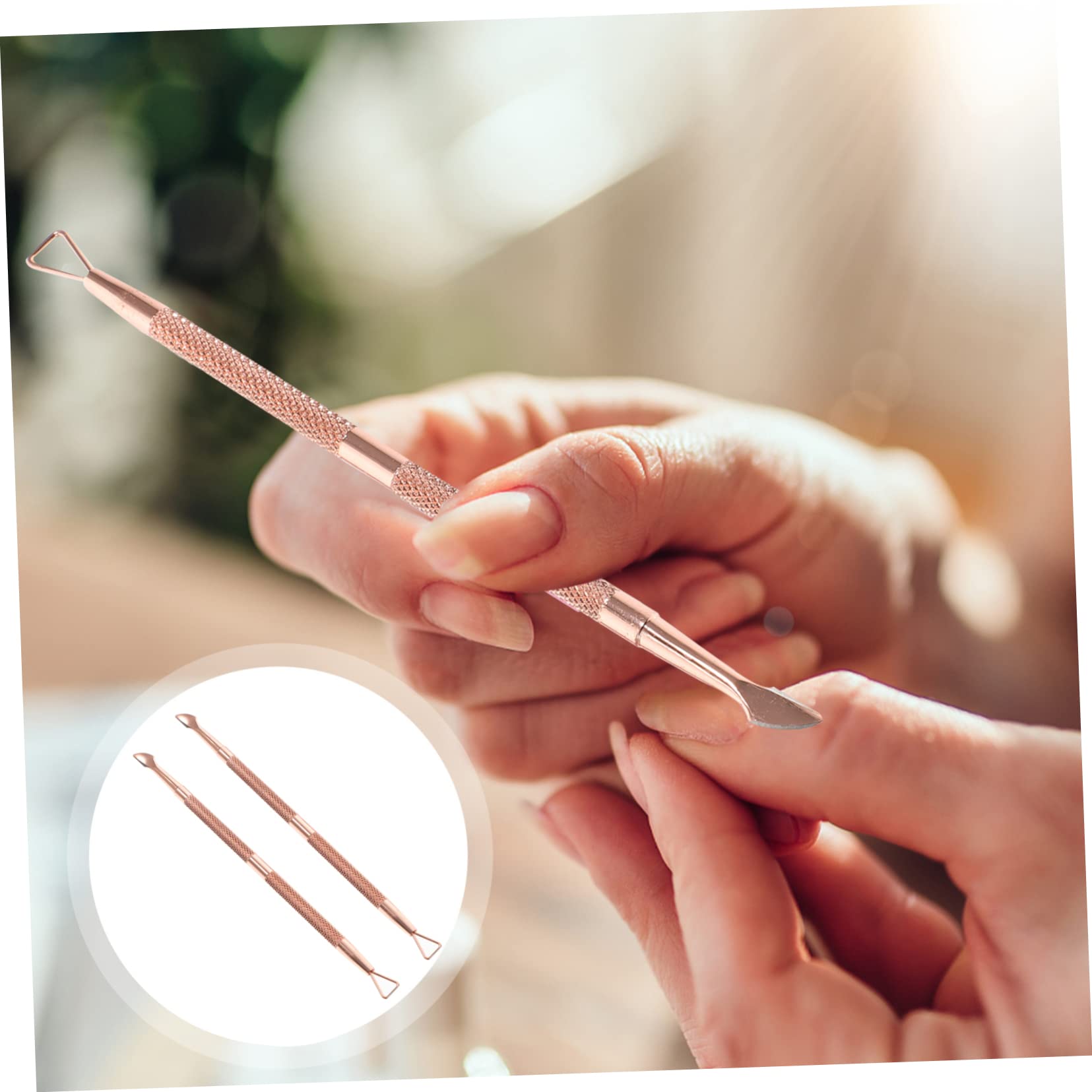 VICASKY Workmanship Nail Pusher Tool 2pcs Metal Cuticle Pusher Comfortable Grip