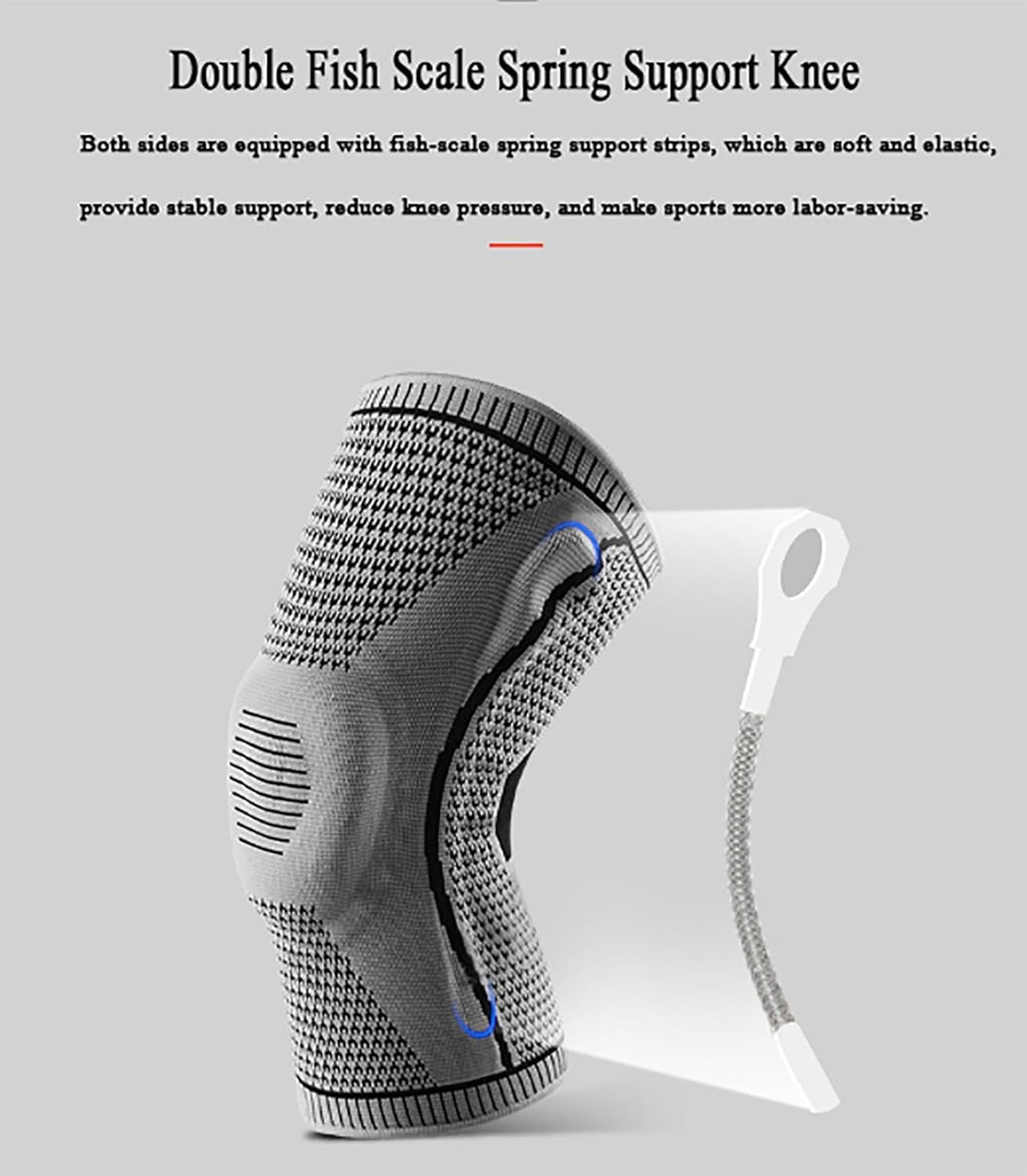 Knee Support for Men Women/Knee Compression Sleeves with Silicone Gel & Spring Support/Knee Braces for Knee Pain/for Running, Basketball, Volleyball,Sports Knee Pads-a Pair,Grey-XL