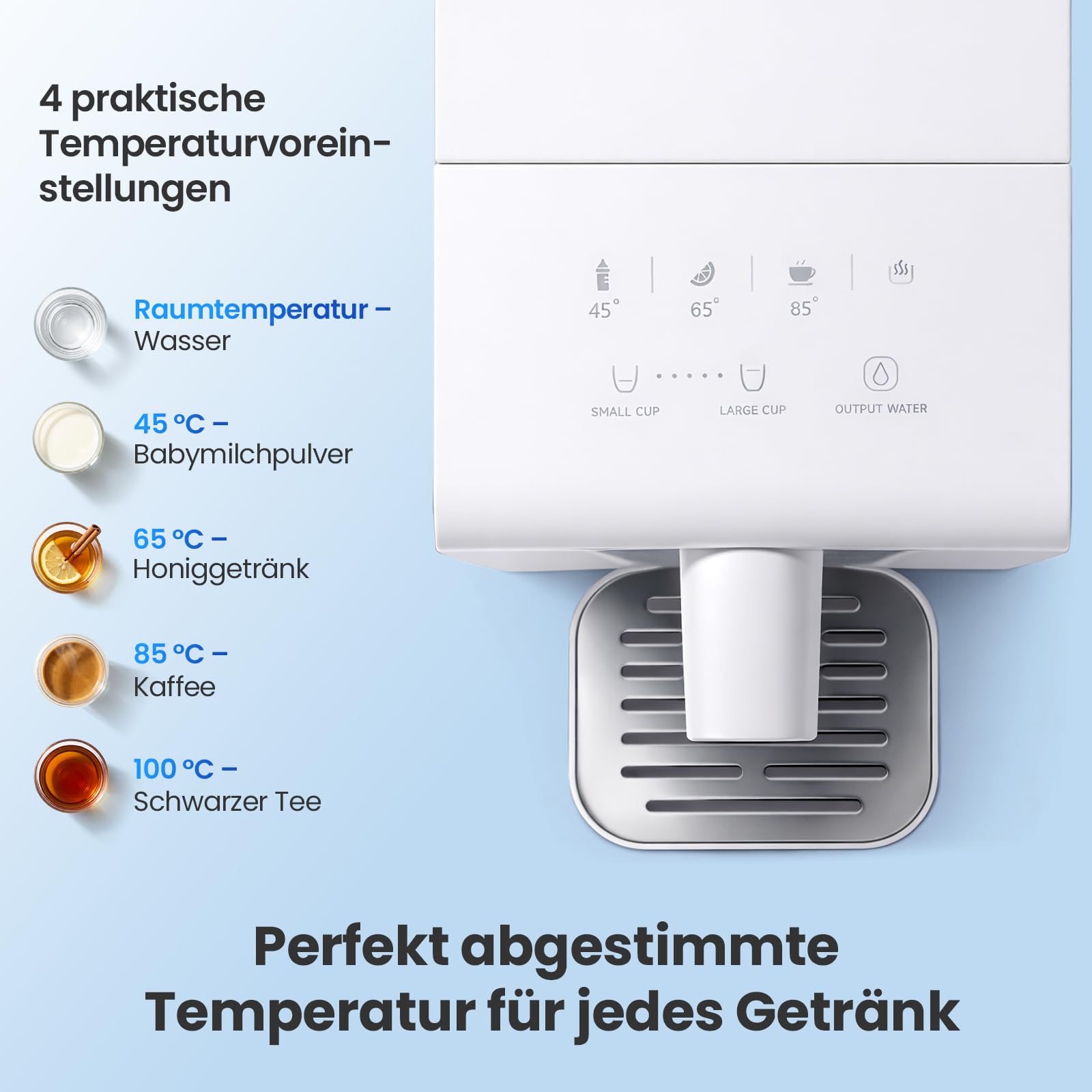 Heißwasserspender, heißes Wasser in Sekunden, Wasserspender mit Filterung und Heizung, enthält 3 Filterpatronen. Filtern Sie Wasser, um Kalk, Chlor,Blei und Kupfer im Leitungswasser zu reduziere