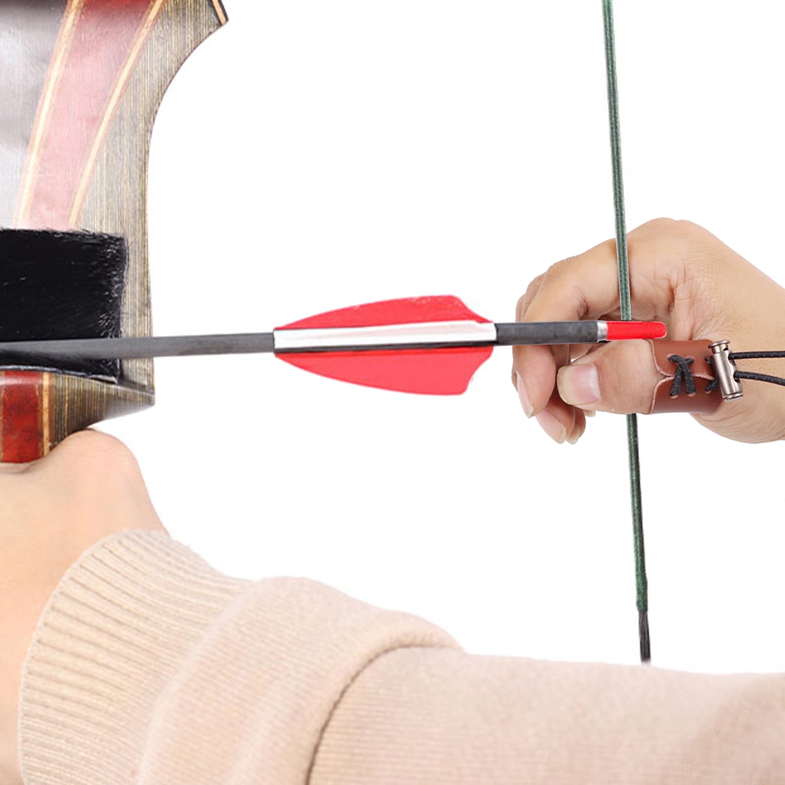 2 Pezzi Tiro con L'Arco Protezione per Le Dita in Pelle, Anello di Protezione per Dita, per la Mano Sinistra e Destra