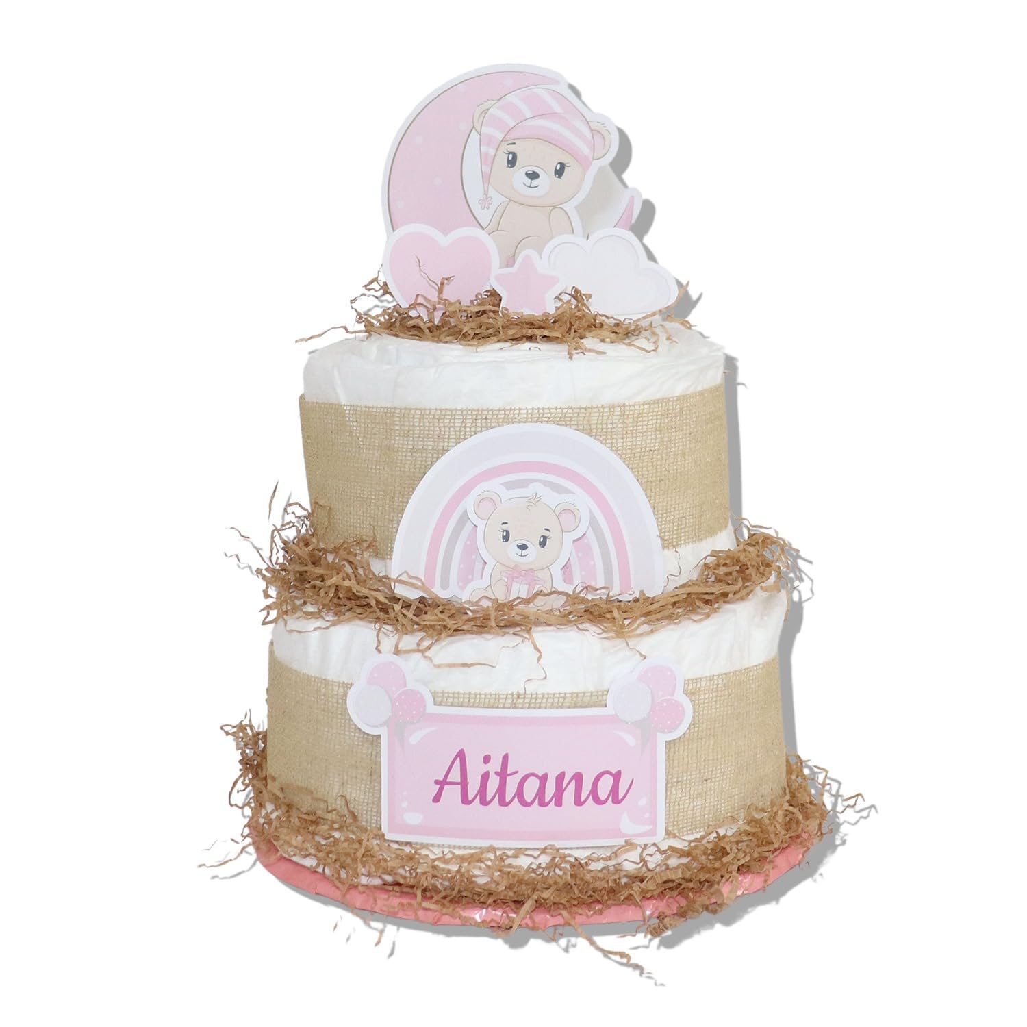 Tarta de pañales 2 pisos modelo OSITAS - Regalos para recién nacido - baby shower - TARTAS DE PAÑALES Y MÁS