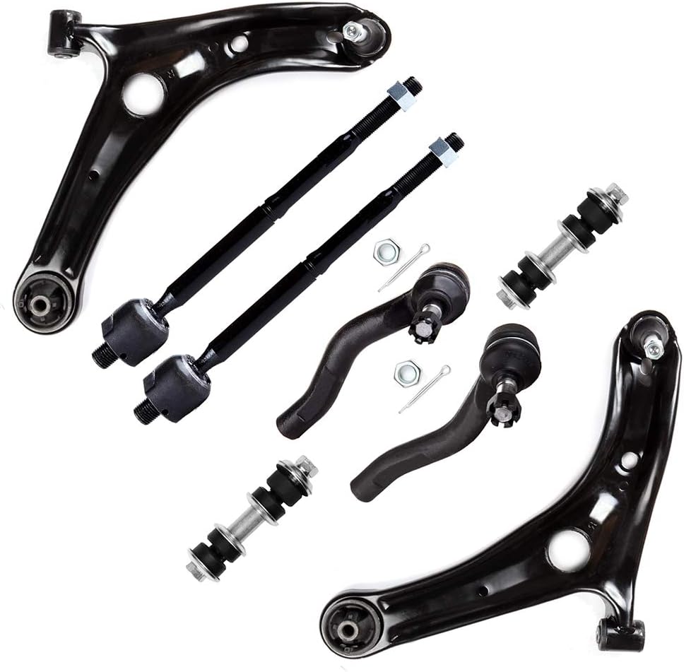 8PCS ASTOU Front Suspension Kit fit for 2000 2001 2002 2003 2004 2005 for Toyota Echo Lower Control Arm And Ball Joint Inner Outer Tie Rod End Sway Bar End Link