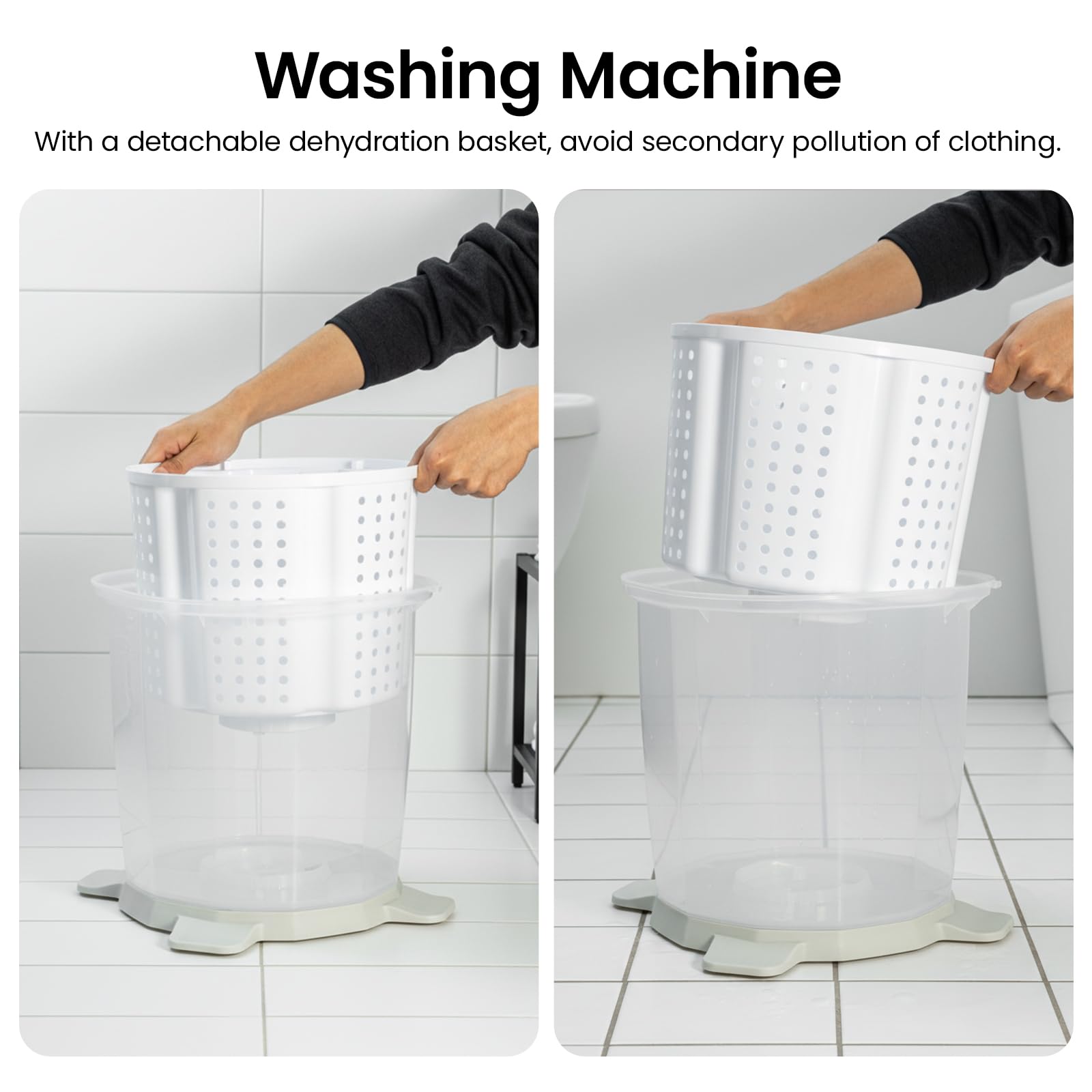 GREENSAPPIRE Portable Mini Hand Crank Washing Machine and Spin,2 In1 Washing Machine With Dehydration Basket,No Electricity Required, for Dormitory Apartment — view 5