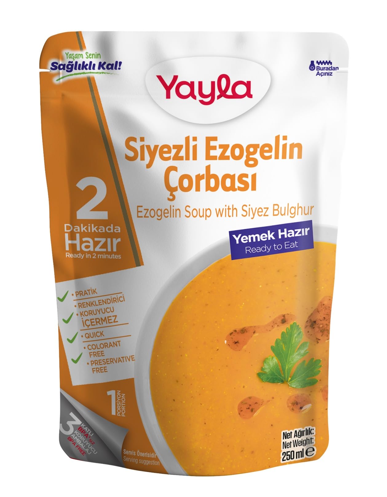 yayla Siyezli Ezogelin Çorbası, 250 gr Tekli paket