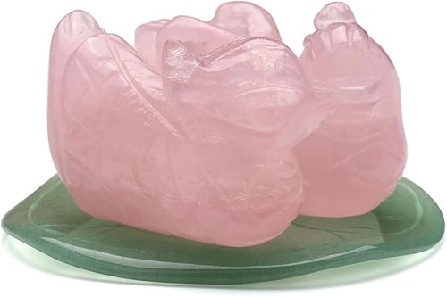 Jovivi Figura de patos mandarina de cuarzo rosa natural Feng Shui con cristales de amor en hoja de loto para amor y romance para hombre y mujer Jovivi Figura de patos mandarina de cuarzo rosa natural Feng Shui con cristales de amor en hoja de loto para amor y romance para hombre y mujer