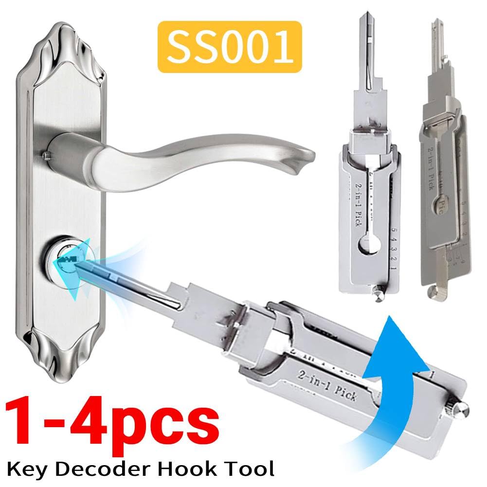 1 – 4 herramientas de decodificador de llaves, kit de recogida de acero inoxidable, herramienta de mano multifunción, kit de reparación de mantenimiento (1 unidad)