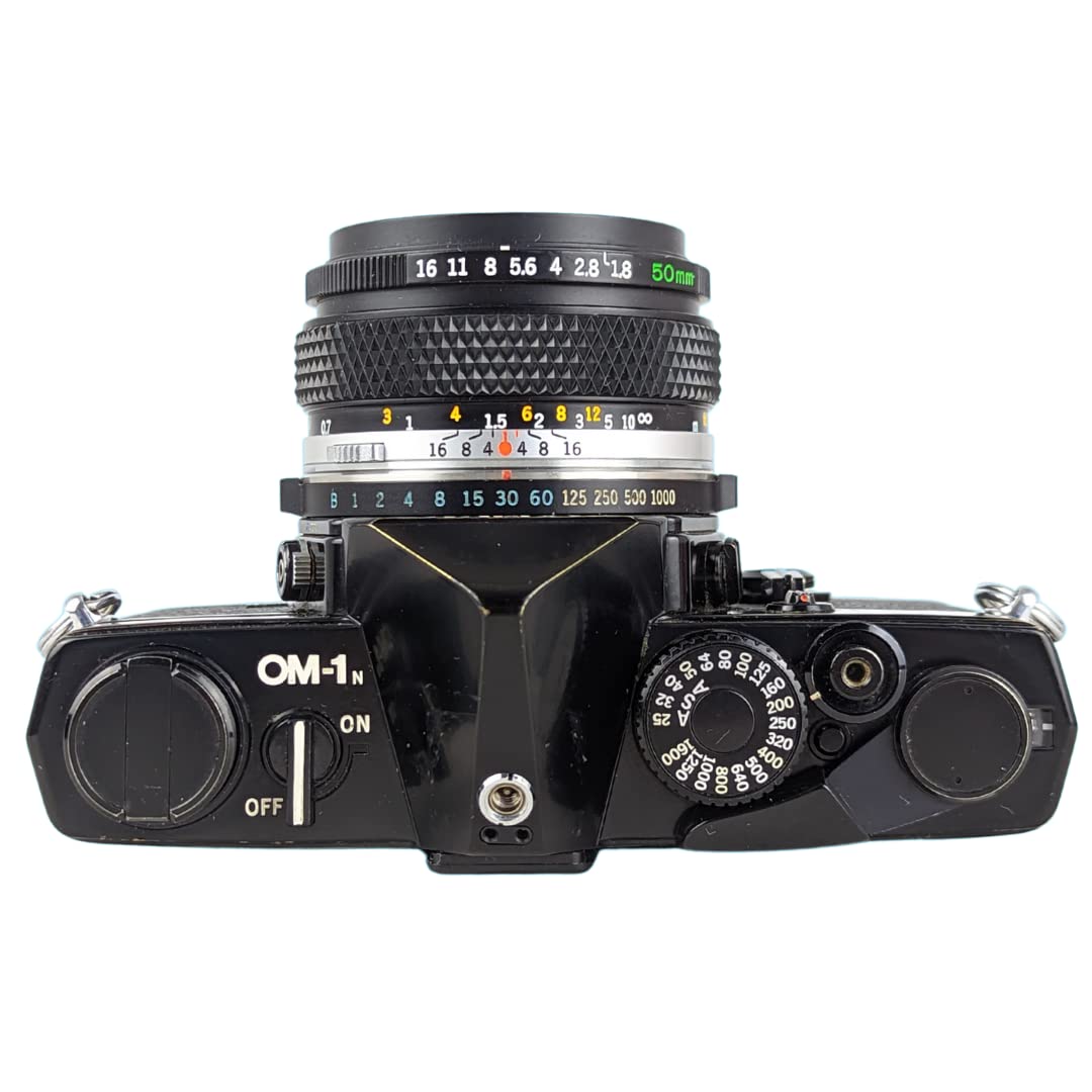 Olympus OM 1 Black Vintage 35mm SLR Film Camera with f/1.8 50mm