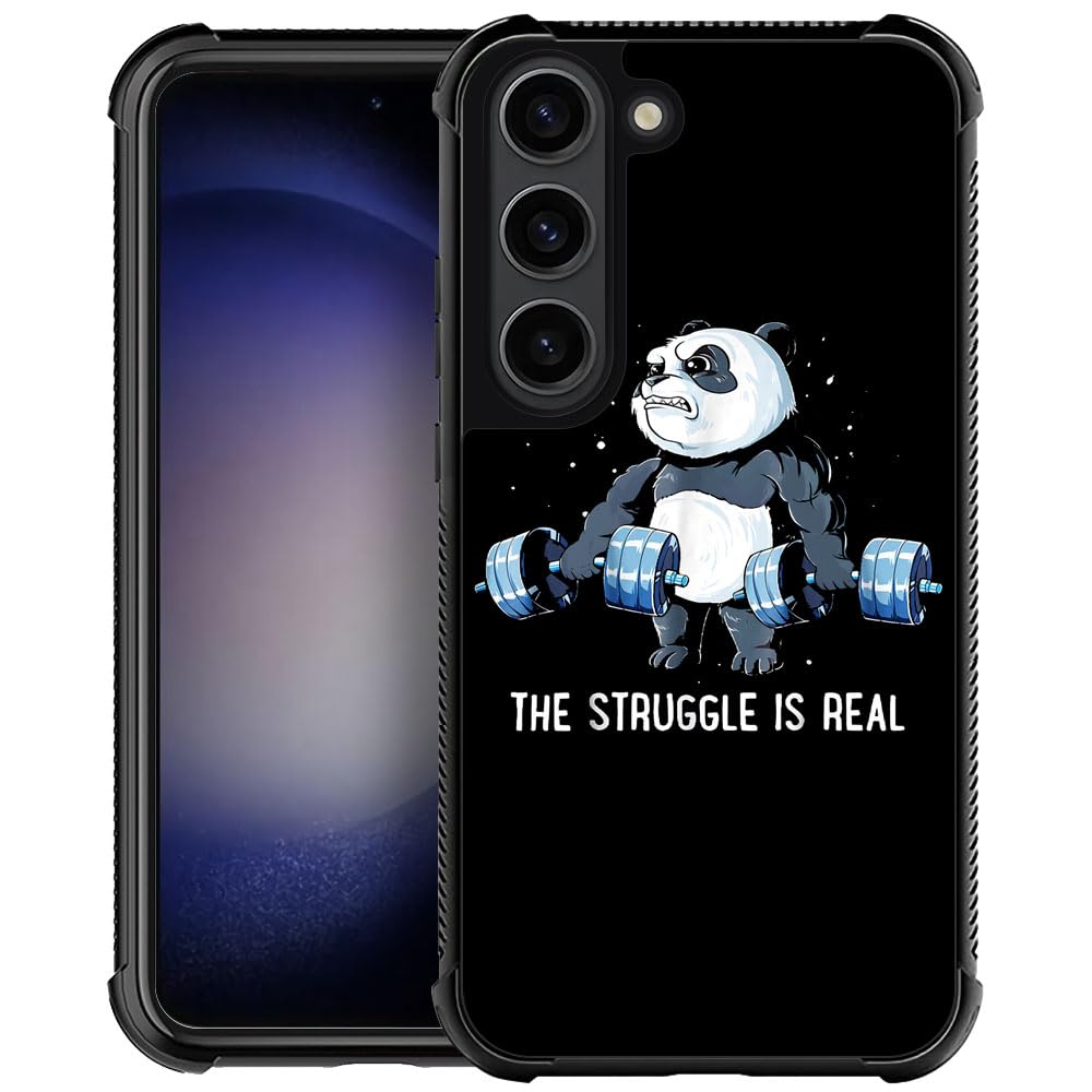 CARLOCA Compatible with Samsung Galaxy S23 Case,Panda On Swole Identity Graphic Design Shockproof Anti-Scratch Hard Acrylic Case for Samsung Galaxy S23