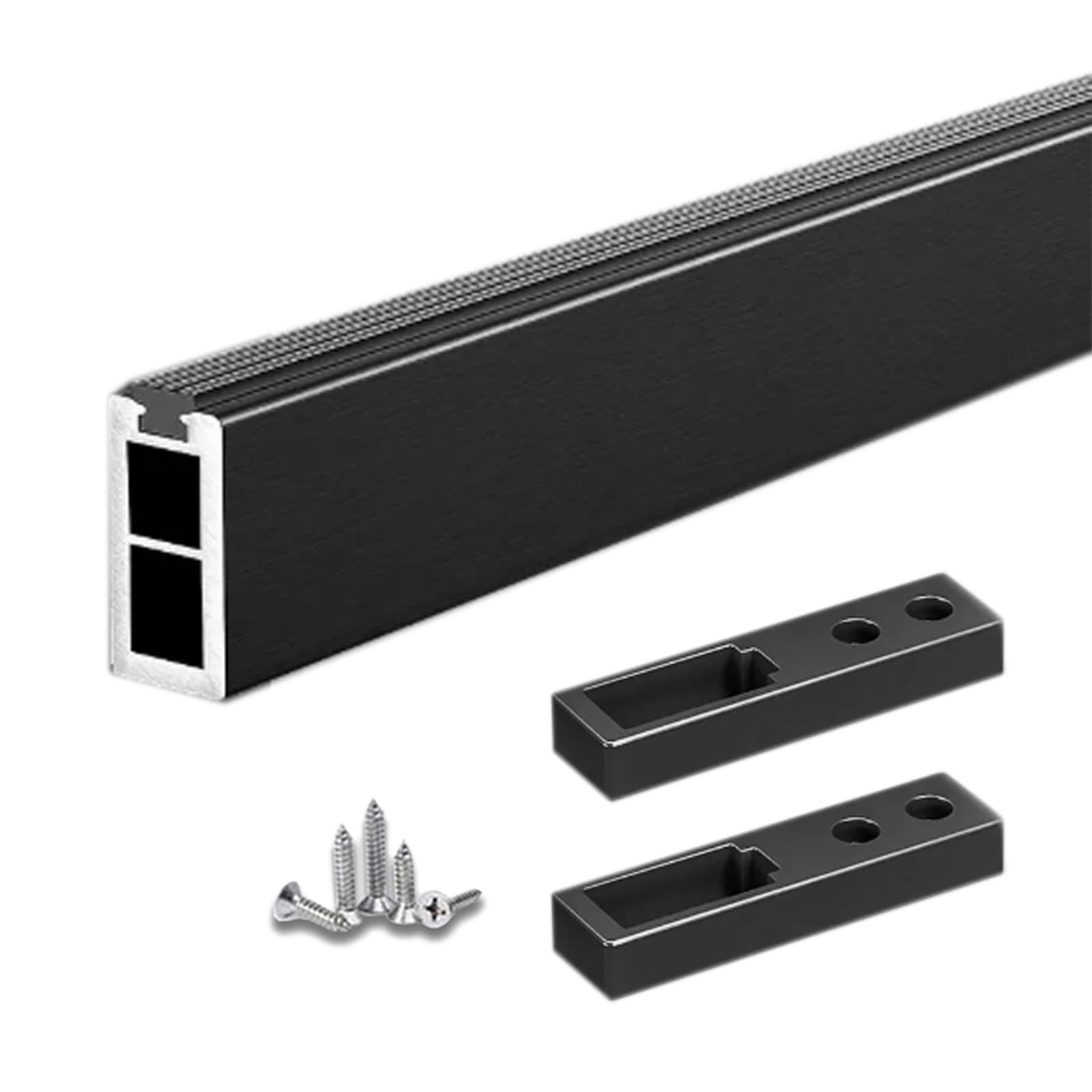 Cuttable & Customizable Wardrobe Rods, Heavy Duty Aluminum Garment Bar with End Supports, Bedroom Clothing Store Closet Rod for Hanging Clothes, 100kg(220lbs)(Black,Closet Width 50cm/19.9")